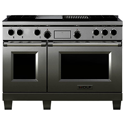 Wolf ICBDF486G Dual Fuel Range Cooker, Stainless Steel Wolf ICBDF486G Dual Fuel Range Cooker, Stainless Steel